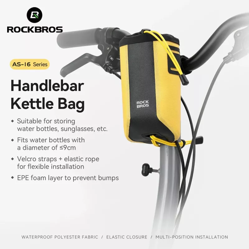 Rockbros AS-162 Bolsa de manillar impermeable para botellas - Amarillo