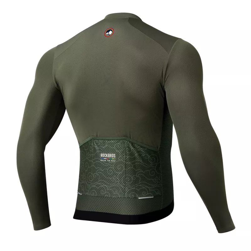 ROCKBROS ROAD TO SKY Maillot de ciclismo de manga larga para hombre L - Verde