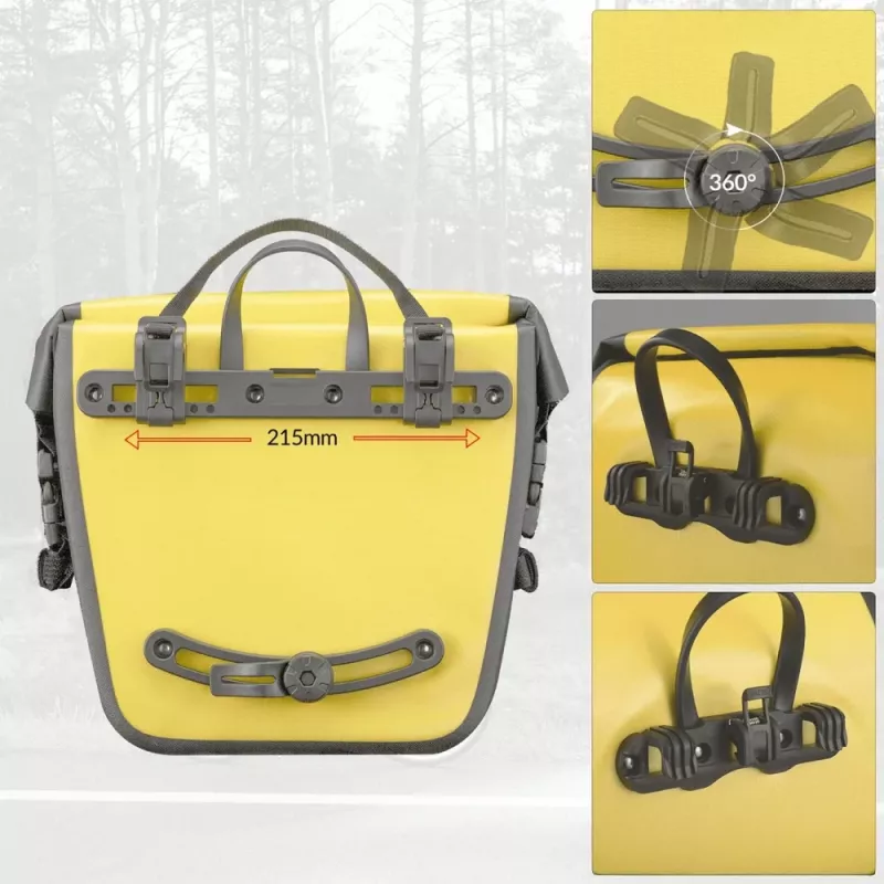 ROCKBROS AS-003-1Y Bolsa de bicicleta impermeable 10-14L con correa de hombro, montaje delantero/trasero, Amarillo