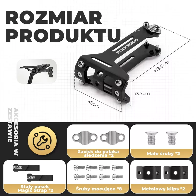 ROCKBROS Adaptador de portabidón bajo el sillín - Aluminio, Negro