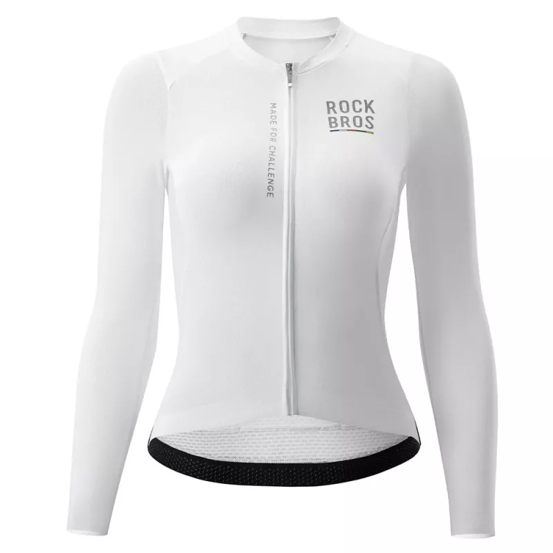 ROCKBROS ROAD TO SKY Maillot de ciclismo de manga larga para mujer Blanco L