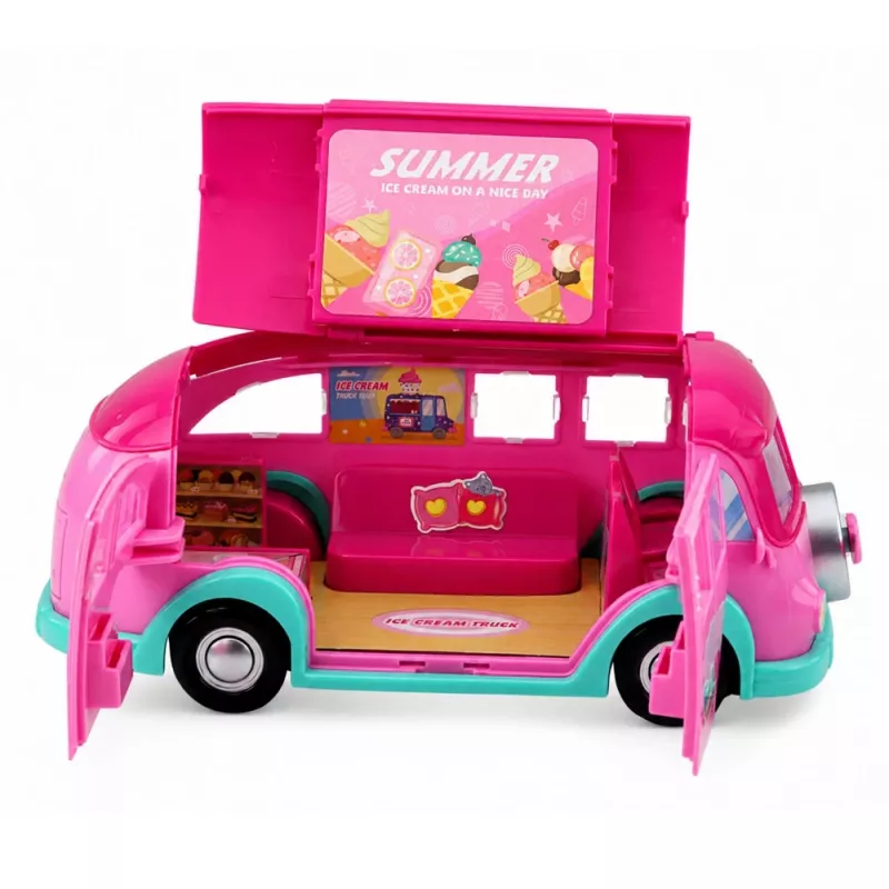 LEAN TOYS Set de heladería para muñecas, plegable, rosa, 33 piezas