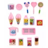 LEAN TOYS Set de heladería para muñecas, plegable, rosa, 33 piezas