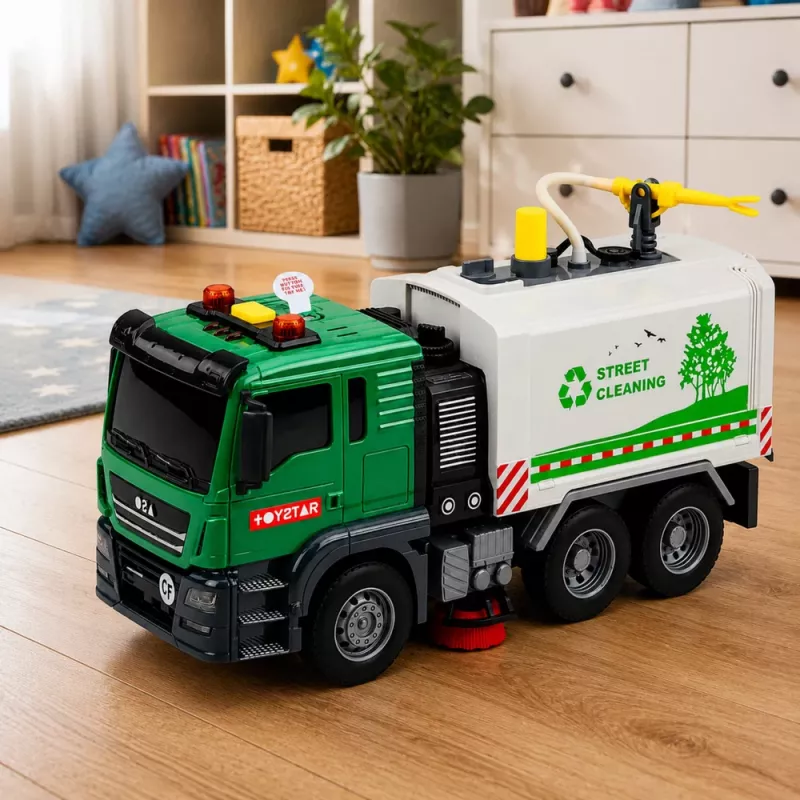 LEAN TOYS Barredora de calle con función de agua, luces y sonidos 1:14