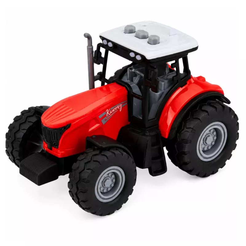 LEAN TOYS Tractor con remolque para transportar animales, figuras de vaca, luces y sonidos, 4 piezas