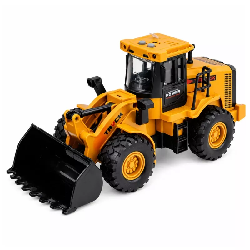 LEAN TOYS Vehículo de obra excavadora con cuchara móvil, luces y sonidos, Amarillo 1:43