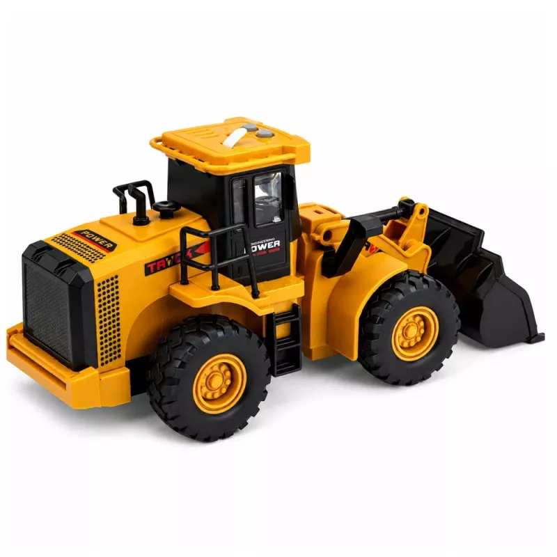 LEAN TOYS Vehículo de obra excavadora con cuchara móvil, luces y sonidos, Amarillo 1:43