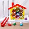LEAN TOYS Juguete de habilidad de madera colmena con pinzas y 6 abejas - Juego educativo de motricidad para niños a partir de 3 años