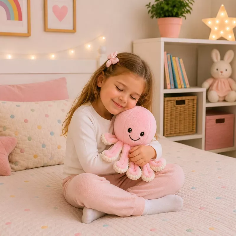LEAN TOYS Peluche pulpo con tentáculos elásticos Rosa 50 cm