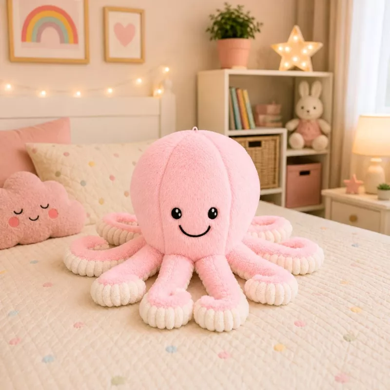 LEAN TOYS Peluche pulpo con tentáculos elásticos Rosa 50 cm