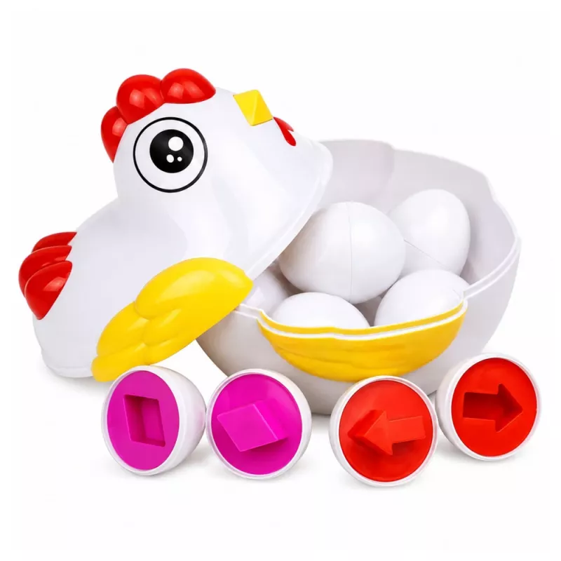LEAN TOYS Juguete educativo gallina 12 huevos clasificador formas y colores aprender Set