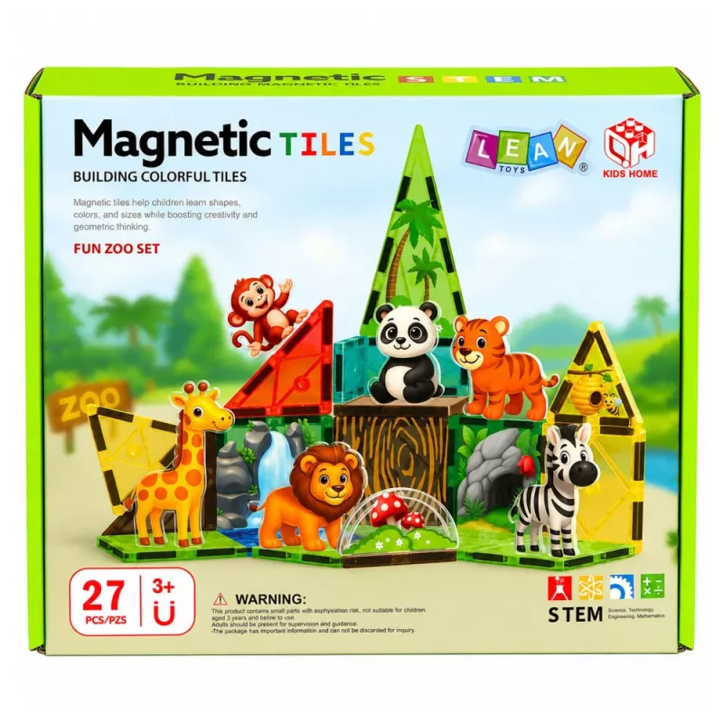 LEAN TOYS Bloques magnéticos Animales salvajes Jungla ZOO 27 piezas