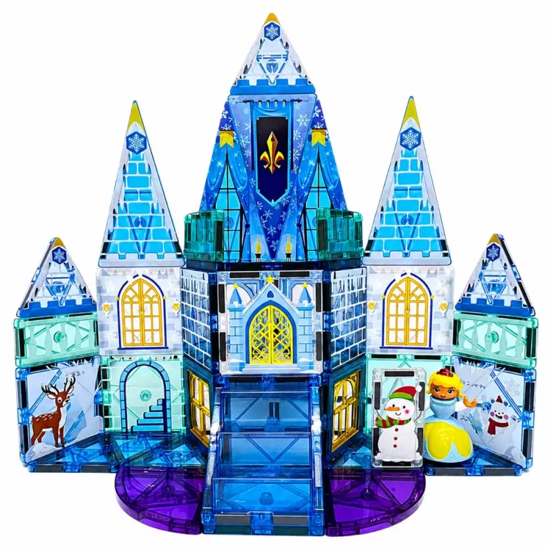 LEAN TOYS Bloques magnéticos Castillo princesa de hielo Azul 47 piezas