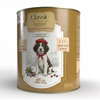 Syta Micha Comida Húmeda para Cachorros con Conejo, Remolacha y Frambuesa – Lata 800g