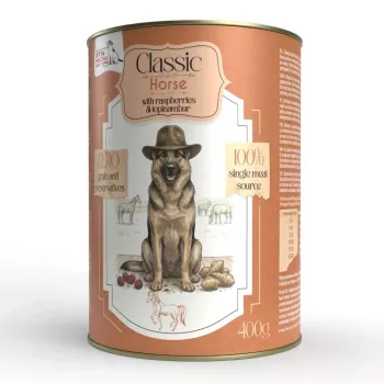 SYTA MICHA Classic Mono Caballo con Frambuesas y Aguaturma - Comida Húmeda para Perros - 400g