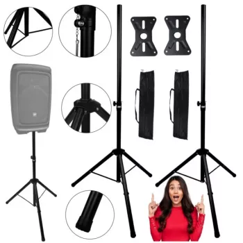 DNA Professional DNA BOX2 Set Bolsa Par de Soporte para Altavoz con Bolsa de Transporte, Caña de 35 mm, Altura 100-180 cm, Carga 30 kg, Negro