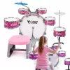 SUPRIMO K-DRUMS 3 Batería Infantil Rosa con Taburete y Baquetas