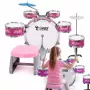 SUPRIMO K-DRUMS 3 Batería Infantil Rosa con Taburete y Baquetas