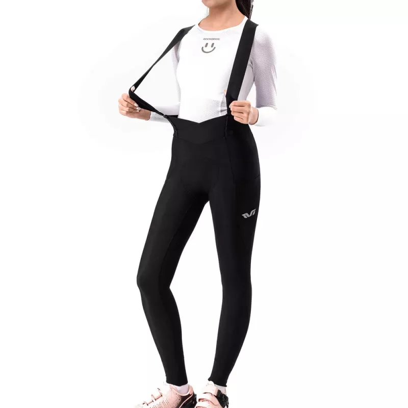 ROCKBROS Culotte de ciclismo con tirantes para mujer YDCK006 TVI con badana, Negro, talla L