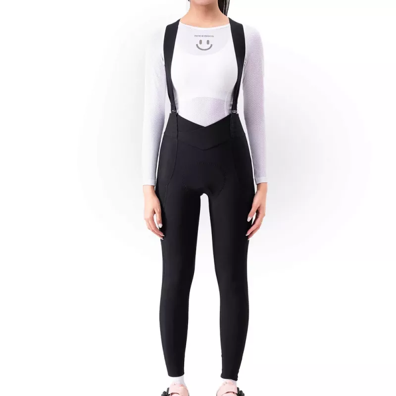 ROCKBROS Culotte de ciclismo con tirantes para mujer YDCK006 TVI con badana, Negro, talla L