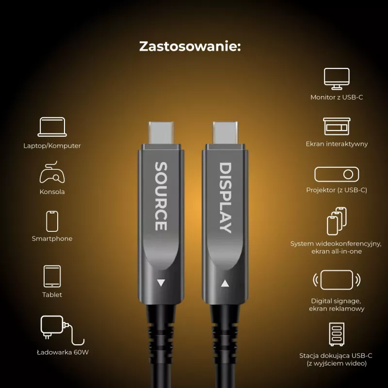 Claroc Cable USB-C activo 4K@60Hz 60W 7m