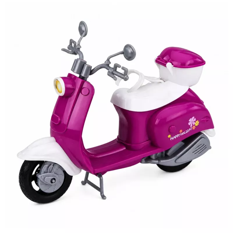 LEAN TOYS Anlily Muñeca de viaje en patinete con gafas, soporte para móvil y accesorios