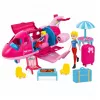 LEAN TOYS Avión plegable para muñecas set de viaje accesorios muñeca Rosa 9 piezas
