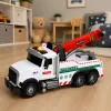 LEAN TOYS Vehículo de construcción con grúa ajustable, luces y sonidos, Blanco 1:14