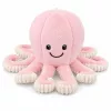 LEAN TOYS Peluche pulpo de peluche con tentáculos extensibles, suave peluche rosa, 30 cm