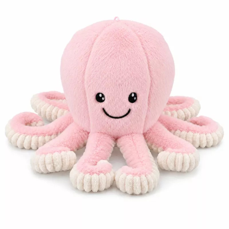 LEAN TOYS Peluche pulpo de peluche con tentáculos extensibles, suave peluche rosa, 30 cm