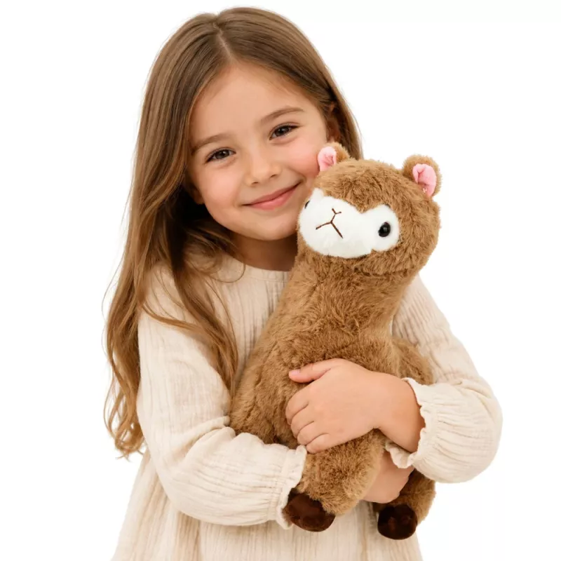 LEAN TOYS Peluche alpaca llama de peluche con pelo suave Beige 38 cm