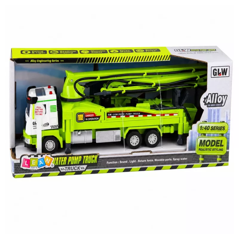 LEAN TOYS Camión hormigonera con luces, sonidos, agua, propulsión 1:40