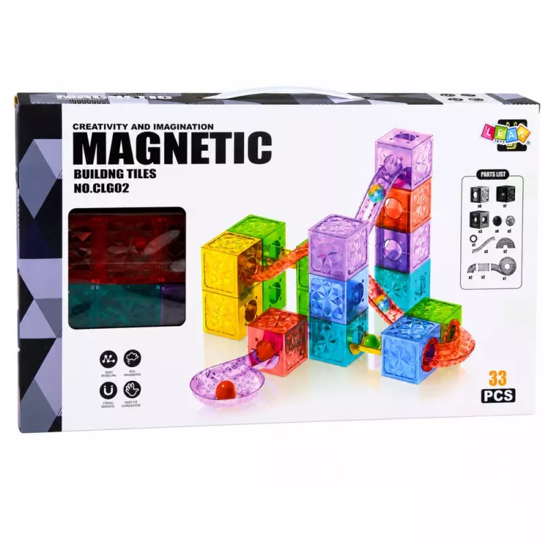 LEAN TOYS Bloques magnéticos cubo pista de bolas Multicolor 28 piezas