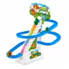 LEAN TOYS Pista de carreras tobogán dinosaurio con escalones móviles, figuras, luces y sonidos