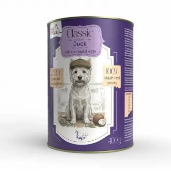 Syta Micha Comida húmeda sin cereales para perros con pato y coco 400g lata