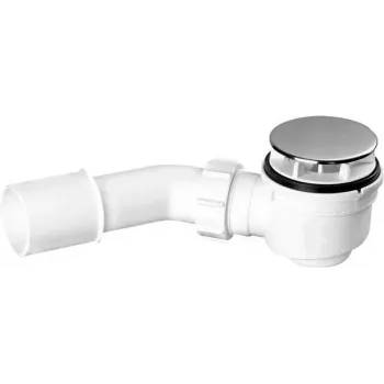 DEANTE Sifón para canal de ducha con registro superior, desagüe 50 mm, Cromo rejilla