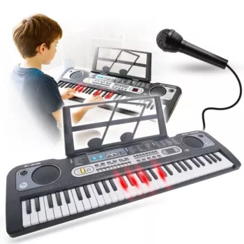 MQ 6119L Teclado electrónico portátil de 61 teclas con pantalla LED, 128 sonidos, 128 ritmos, funciones de grabación y aprendizaje, Negro