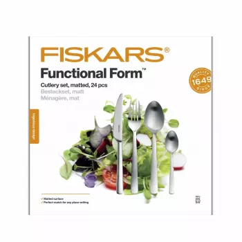 Fiskars Functional Form Set de cubiertos de 24 piezas de acero inoxidable mate