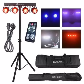 LIGHT4ME LED BAR COB PAR 4x30W foco LED PAR RGB con trípode y funda protectora