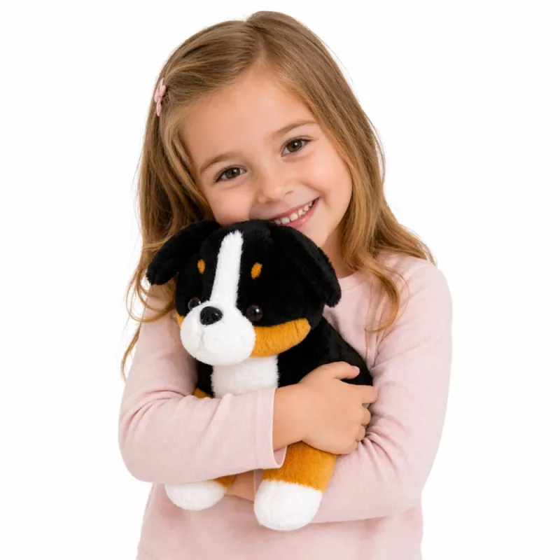LEAN TOYS Peluche perro suave para abrazar Berner Sennenhund 30x30 cm