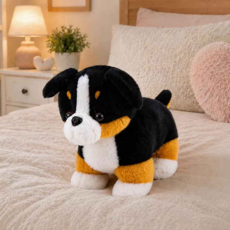 LEAN TOYS Peluche perro suave para abrazar Berner Sennenhund 30x30 cm