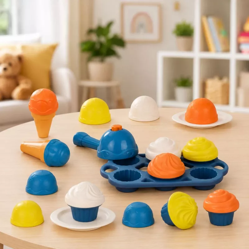 LEAN TOYS Set ecológico de madera para hacer helados para niños 26 piezas