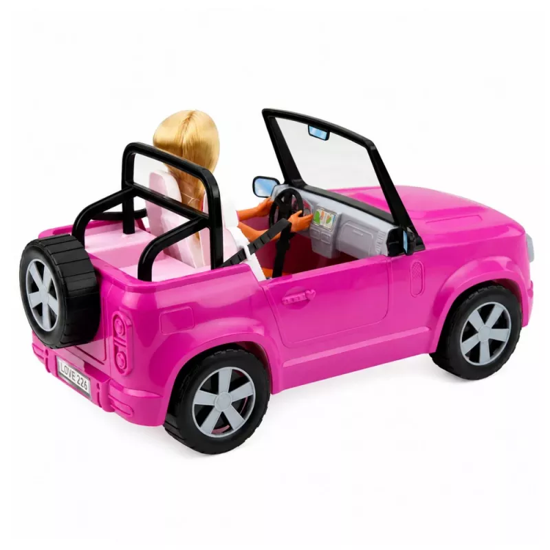 LEAN TOYS Muñeca Anlily en descapotable lila con soporte para móvil y auriculares