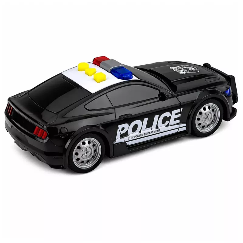 LEAN TOYS Coche de policía con luz y sonido, negro, escala 1:32