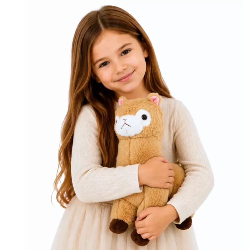 LEAN TOYS Peluche alpaca llama de peluche pelo suave crema 38 cm