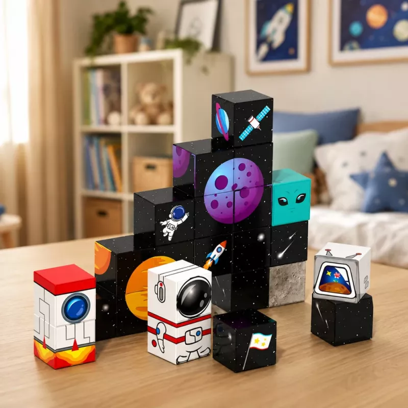 LEAN TOYS Set de bloques magnéticos 50 piezas cubos 3D píxel juego de construcción