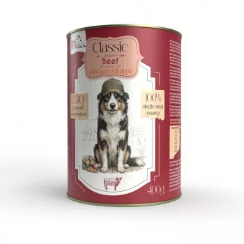 Syta Micha Comida húmeda sin cereales para perros con ternera y zanahoria - lata de 400 g