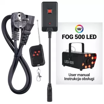 LIGHT4ME FOG 500 Generador de niebla LED, 500 W, LED RGB, depósito de 0,5 L, mando por cable