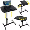 NN D2 Mesita de noche ajustable con ruedas y tablero reclinable, blanco/negro, 60x40 cm
