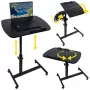 NN D2 Mesita de noche ajustable con ruedas y tablero reclinable, blanco/negro, 60x40 cm